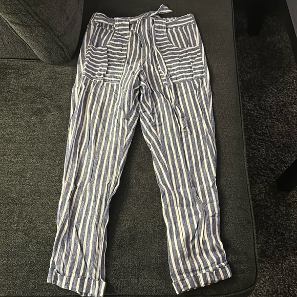 Linen pants Joe fresh blue and white stripes - Picture 1 of 5